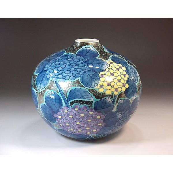有田焼 染錦プラチナ彩紫陽花絵花瓶｜陶芸作家 藤井錦彩 作