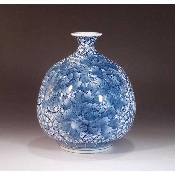 有田焼 藤井勝雲窯 染付牡丹花瓶 【公式通販】