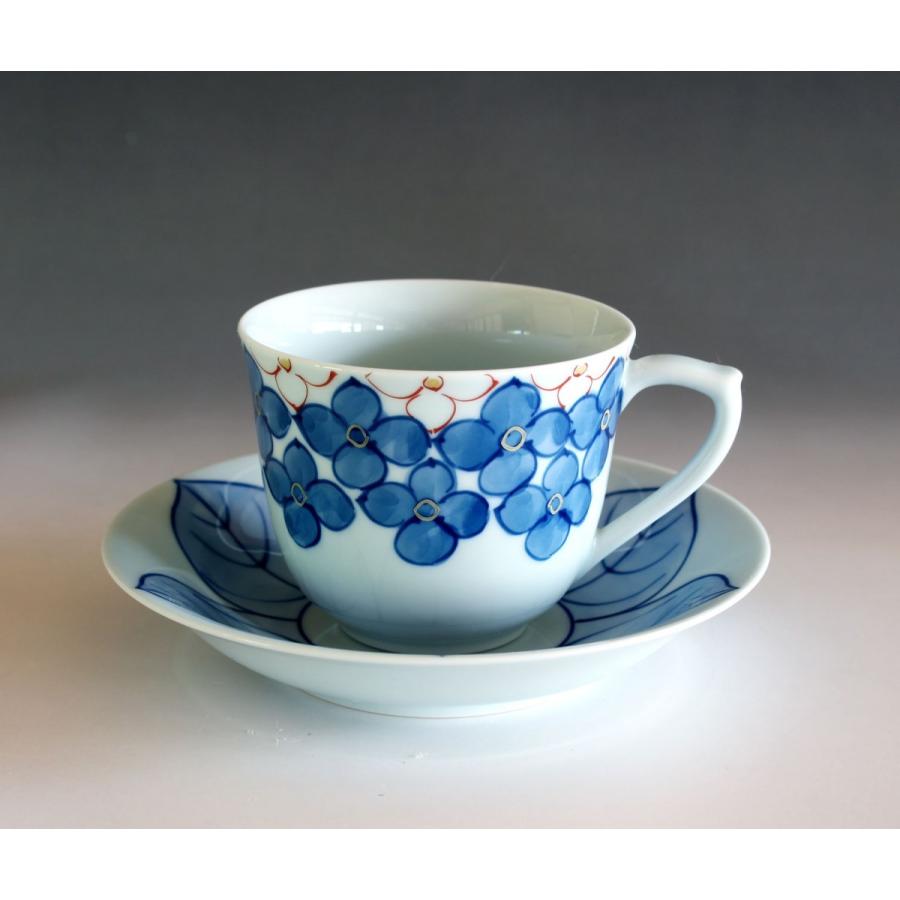 有田焼 陶芸家 藤井錦彩作 染付金彩紫陽花絵コーヒーカップ : 有田焼  