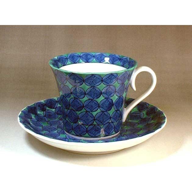 有田焼 陶芸家 藤井錦彩作 色鍋島様式七宝文様コーヒーカップ : 有田焼