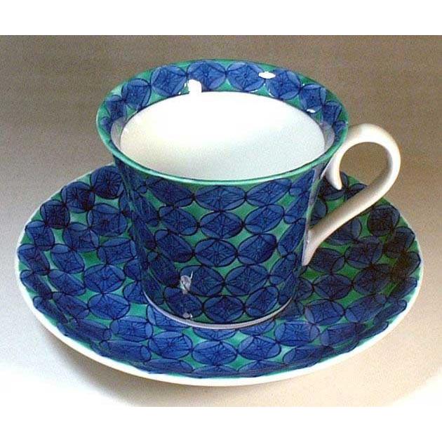 有田焼 陶芸家 藤井錦彩作 色鍋島様式七宝文様コーヒーカップ : 有田焼