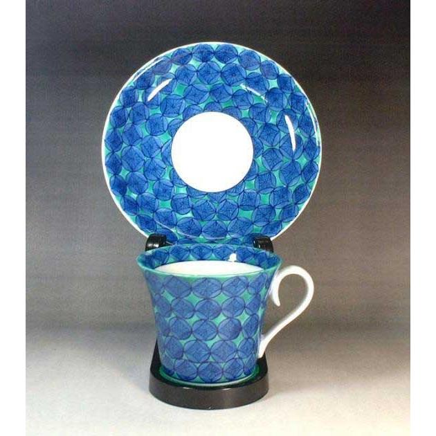 有田焼 陶芸家 藤井錦彩作 色鍋島様式七宝文様コーヒーカップ : 有田焼