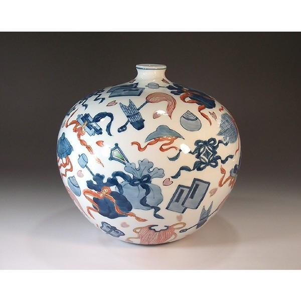 有田焼 色鍋島様式金彩吉祥宝尽くし文様花瓶｜陶芸作家　藤井錦彩 作