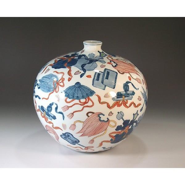 有田焼 色鍋島様式金彩吉祥宝尽くし文様花瓶｜陶芸作家 藤井錦彩 作