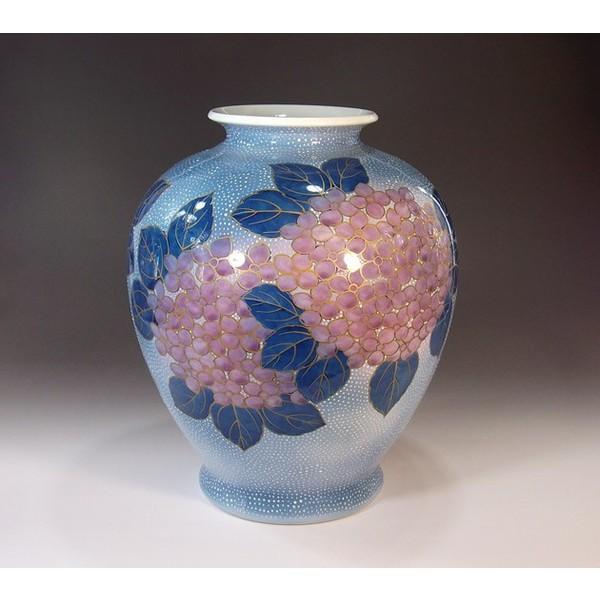 有田焼 染錦金彩釉裏紅紫陽花絵花瓶｜陶芸作家　藤井錦彩 作