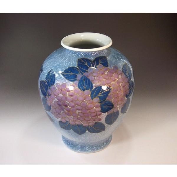 有田焼 染錦金彩釉裏紅紫陽花絵花瓶｜陶芸作家　藤井錦彩 作