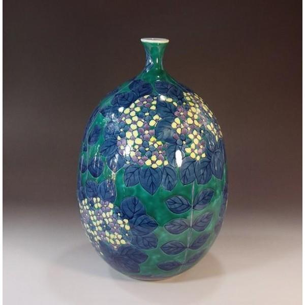 有田焼 色鍋島様式紫陽花絵花瓶｜陶芸作家　藤井錦彩 作