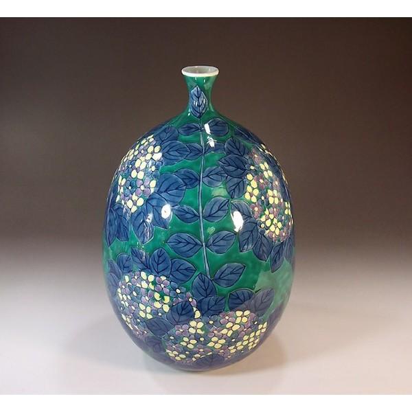 有田焼 色鍋島様式紫陽花絵花瓶｜陶芸作家　藤井錦彩 作