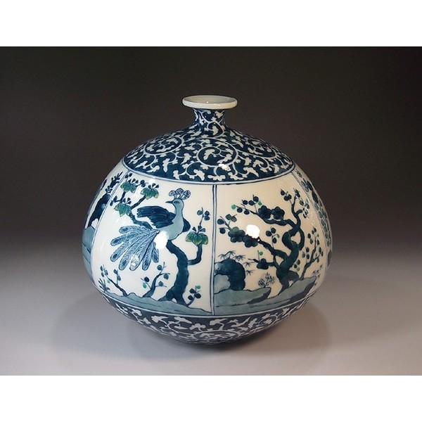 有田焼 染錦唐草割景図花瓶｜陶芸作家　藤井錦彩 作