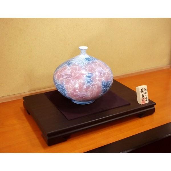 有田焼 染錦金彩釉裏紅青海波牡丹絵花瓶｜陶芸作家　藤井錦彩 作_3