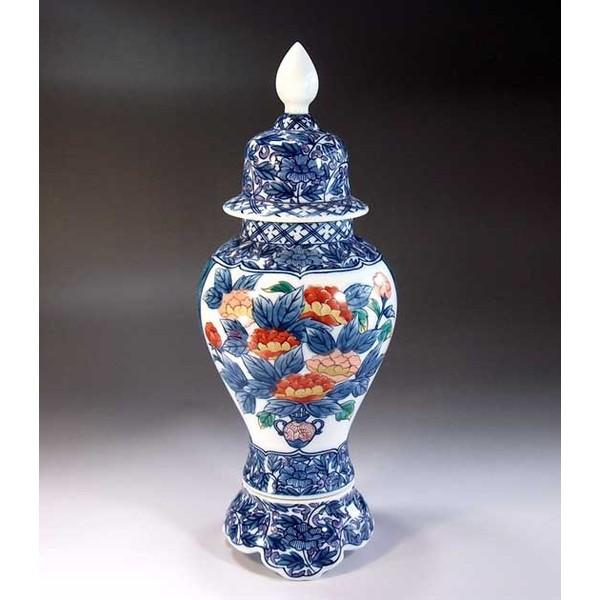 有田焼　古伊万里様式牡丹唐草割花篭絵飾り沈香壺｜陶芸作家　藤井錦彩 作_2