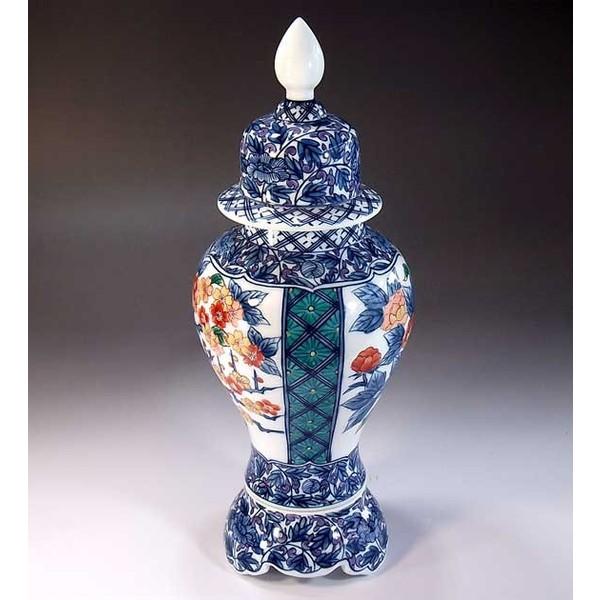 有田焼　古伊万里様式牡丹唐草割花篭絵飾り沈香壺｜陶芸作家　藤井錦彩 作_3