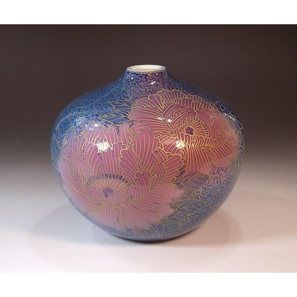 有田焼 染錦金彩釉裏紅牡丹絵花瓶｜陶芸作家 藤井錦彩 作 | ヤマダ