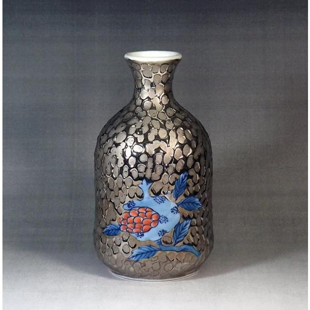 有田焼　藤井錦彩　花瓶　手描七宝文様　高28cm　送料無料　共箱しおり 有田焼 陶芸家 藤井錦彩作】有田焼美術品 金彩釉裏紅紫陽花絵飾り花瓶