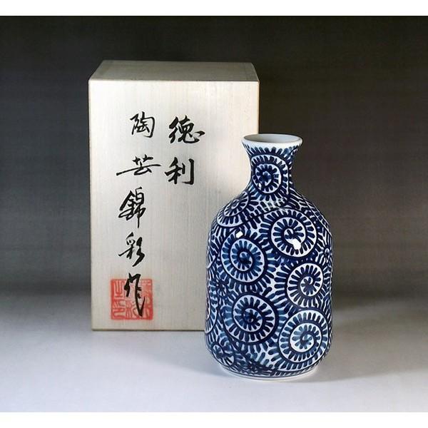 有田焼 染付蛸唐草文様徳利｜陶物作り家 藤井錦彩 作 楽器、手芸、コレクション-陶芸