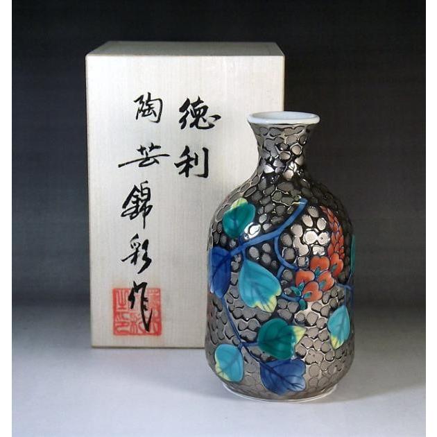 染錦プラチナ彩葛絵徳利｜有田焼 陶芸家　藤井錦彩 作