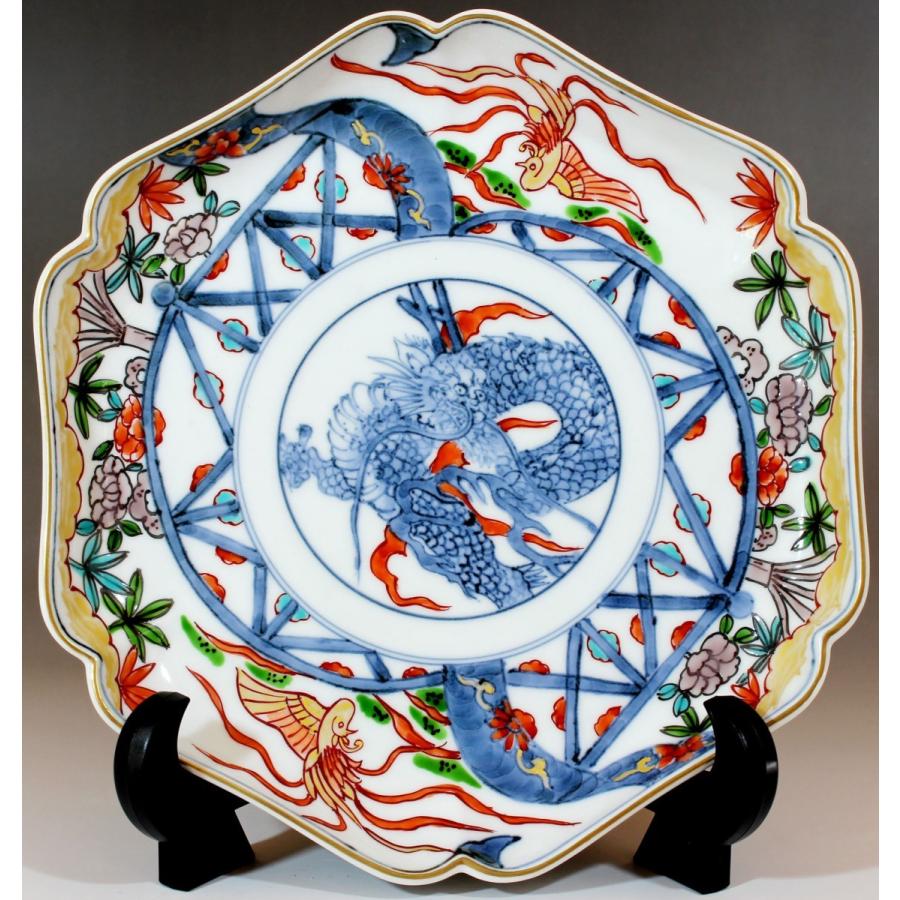 金襴手古伊万里様式龍絵飾り皿｜有田焼 陶芸作家　藤井錦彩作_1