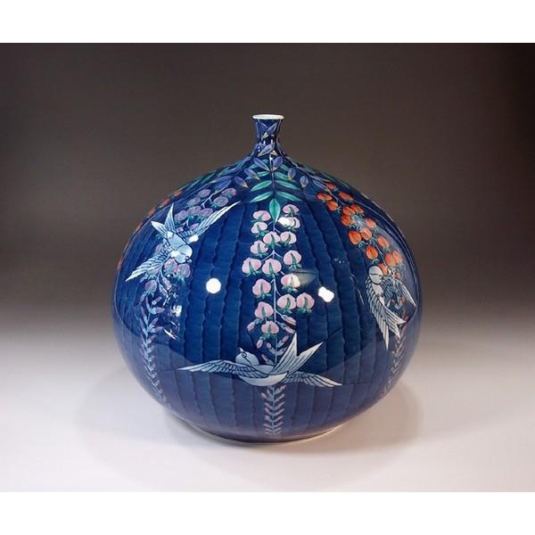 有田焼 色鍋島様式藤絵花瓶｜陶芸作家　藤井錦彩 作