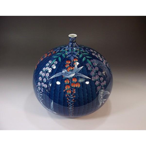 有田焼 色鍋島様式藤絵花瓶｜陶芸作家　藤井錦彩 作_1