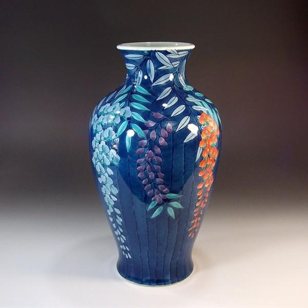 有田焼 色鍋島様式藤絵花瓶｜陶芸作家　藤井錦彩 作
