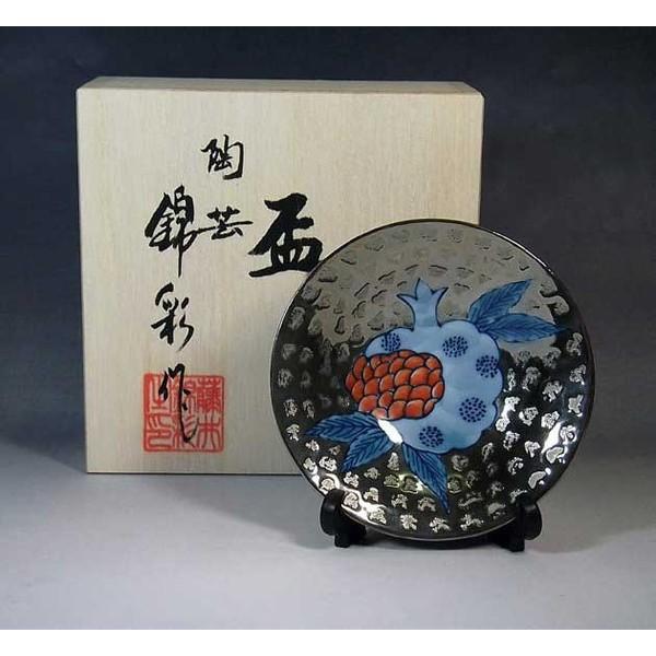 有田焼 染錦プラチナ彩柘榴絵盃｜陶芸家 藤井錦彩 作 有田焼