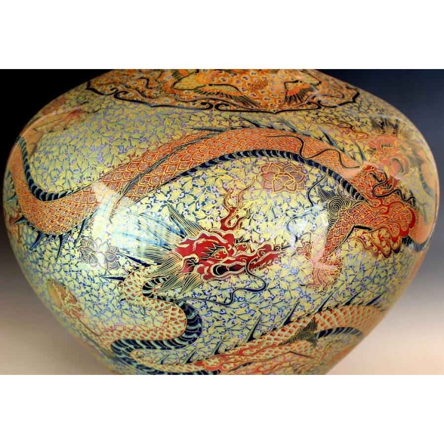 金襴手様式釉裏彩吉祥龍絵花瓶｜有田焼 陶芸作家 藤井錦彩作 : 有田焼