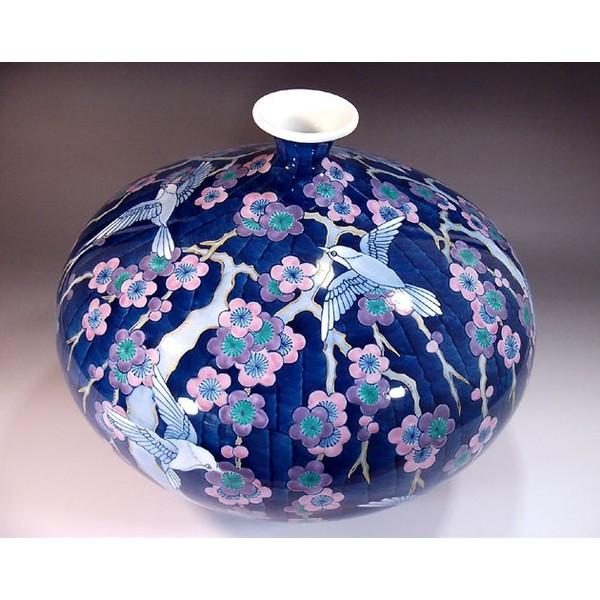 有田焼 色鍋島様式枝垂れ梅雀絵花瓶｜陶芸作家　藤井錦彩 作_3