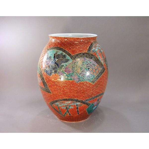 有田焼 金彩扇割青海波花鳥絵特大花立て｜陶物作り原作者 藤井錦彩 作 その他コレクション、趣味-コレクション、趣味-楽器、手芸、コレクション