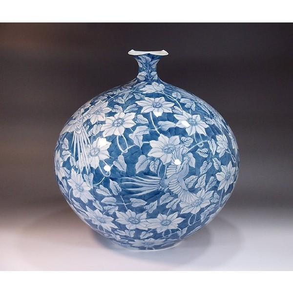 有田焼 染付鉄線花鳳凰絵花瓶｜陶芸作家 藤井錦彩 作 : 有田焼 藤井錦