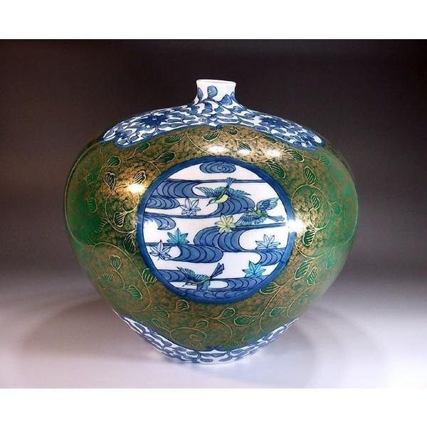 有田焼 金襴手様式唐草割流水鳥絵壷｜陶芸作家　藤井錦彩 作
