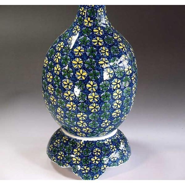 有田焼 鍋島焼 色鍋島 柿文様 花瓶 花器 壺 色鍋島染錦柿絵広口花瓶 花井山泉作 | 神田陶器店