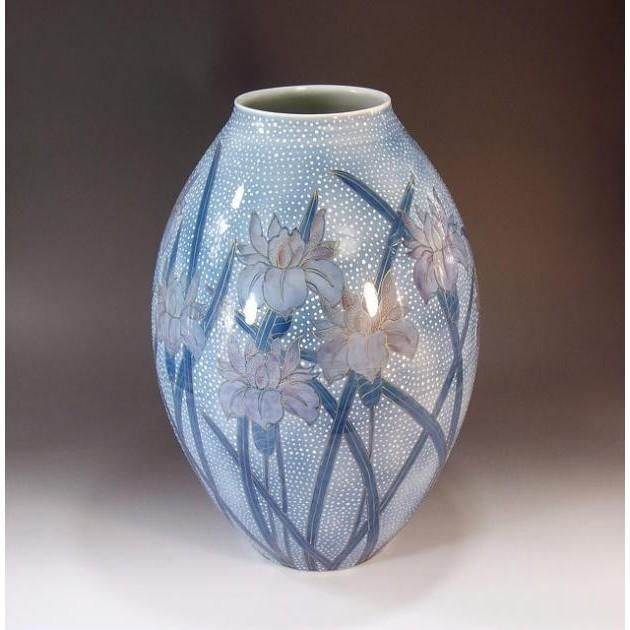 有田焼 金彩釉裏紅菖蒲絵花瓶｜陶芸作家　藤井錦彩 作_1