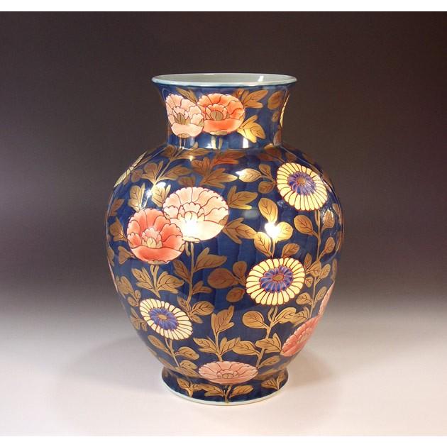 金欄手様式菊牡丹絵花瓶｜有田焼 陶芸作家　藤井錦彩作