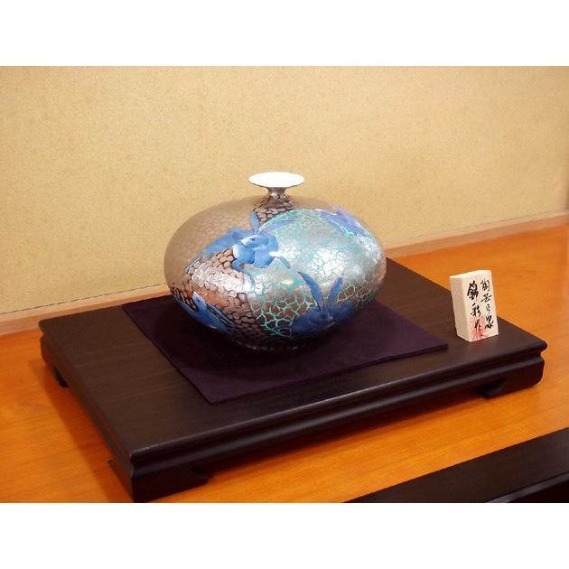 有田焼 花瓶 花器 花入 錦彩 有田焼 陶芸家 藤井錦彩作】有田焼美術品 染錦プラチナ彩紫陽花絵飾り