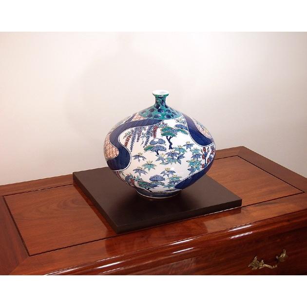 染錦唐草流水割花鳥絵花瓶｜有田焼 陶芸作家 藤井錦彩作 : 有田焼 藤井