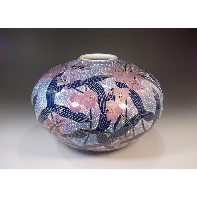 金彩釉裏紅水花草絵花瓶｜有田焼 陶芸作家　藤井錦彩作