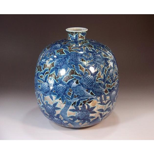 染錦プラチナ彩柘榴絵花瓶｜有田焼 陶芸作家 藤井錦彩作 : 有田焼 藤井 