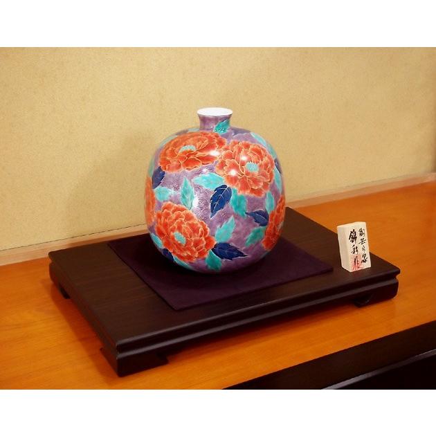 染錦金彩青海波牡丹絵花瓶｜有田焼 陶芸作家 藤井錦彩作 : 有田焼 藤井
