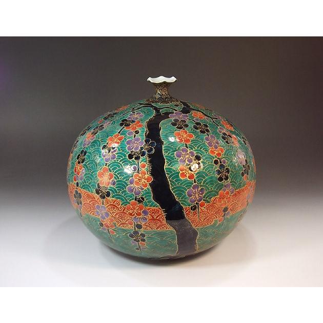 染錦金彩青海波枝垂れ梅絵花瓶｜有田焼 陶芸作家　藤井錦彩作