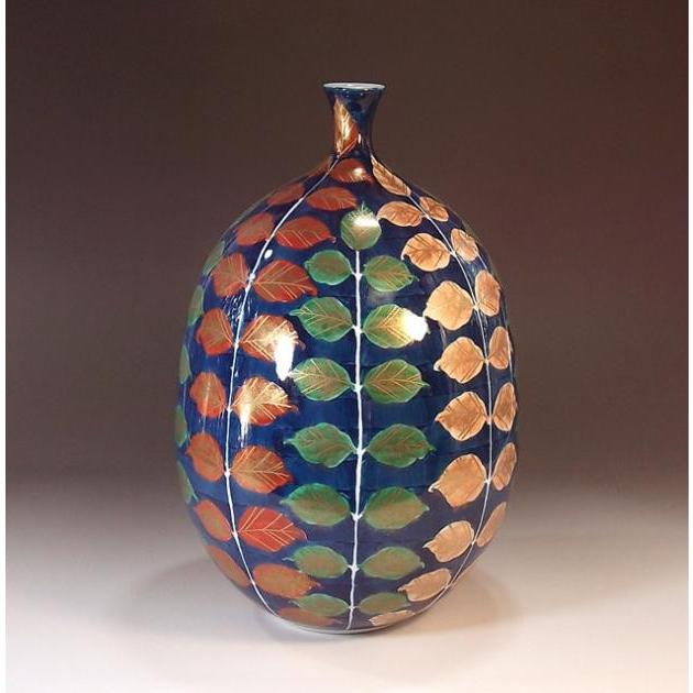 有田焼 木の葉紋様花瓶