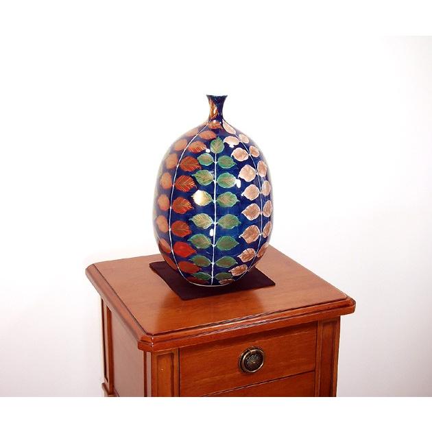 染錦金彩木の葉絵花瓶｜有田焼 陶芸作家 藤井錦彩作 : 有田焼 藤井錦彩