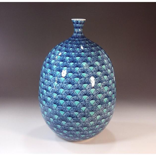 色鍋島様式青海波文様花瓶｜有田焼 陶芸作家　藤井錦彩作