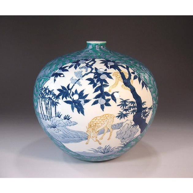 染錦唐草動物景図花瓶｜有田焼 陶芸作家 藤井錦彩作 : 有田焼 藤井錦彩