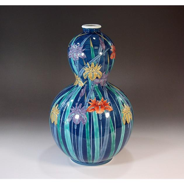 染錦菖蒲絵花瓶｜有田焼 陶芸作家　藤井錦彩作
