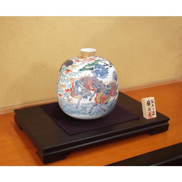 古伊万里様式染錦金彩松竹梅麒麟絵花瓶｜有田焼 陶芸作家　藤井錦彩作_3