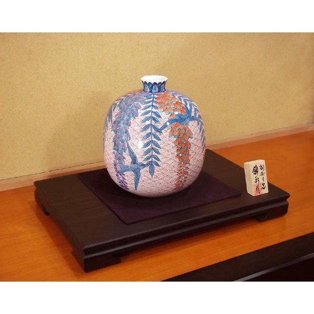 染錦青海波藤燕絵花瓶｜有田焼 陶芸作家　藤井錦彩作_3