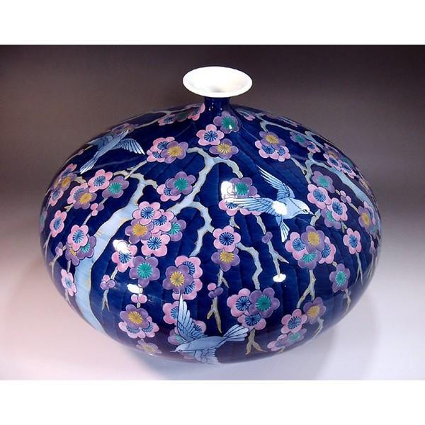 有田焼 色鍋島様式枝垂れ梅雀絵花瓶｜陶芸作家　藤井錦彩 作_3