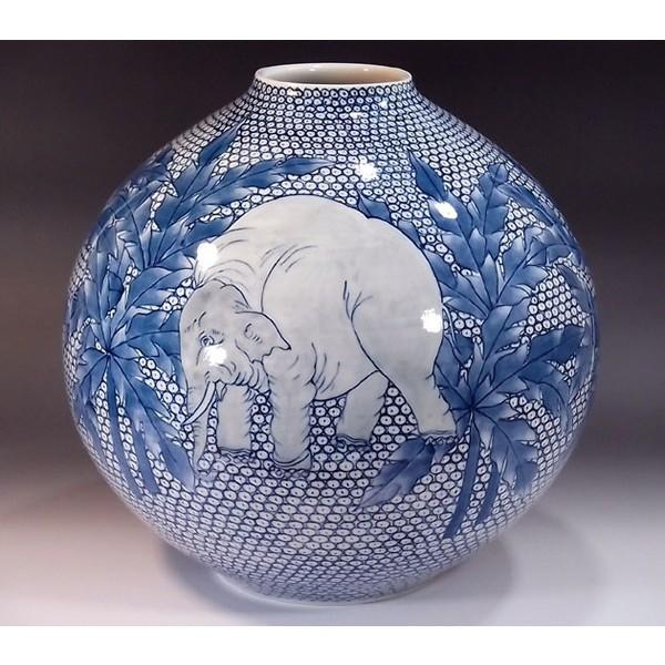 有田焼 花瓶 花器 花入 錦彩 有田焼 陶芸家 藤井錦彩作】有田焼美術品 染錦プラチナ彩鉄線