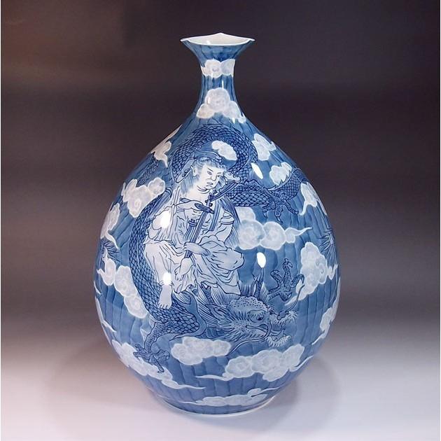 有田焼 染付龍絵花瓶｜陶芸作家 藤井錦彩 作 : 有田焼 藤井錦彩窯