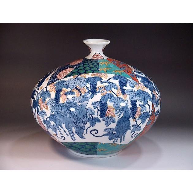 有田焼 金彩地文様割花鳥図花瓶｜陶芸作家　藤井錦彩 作